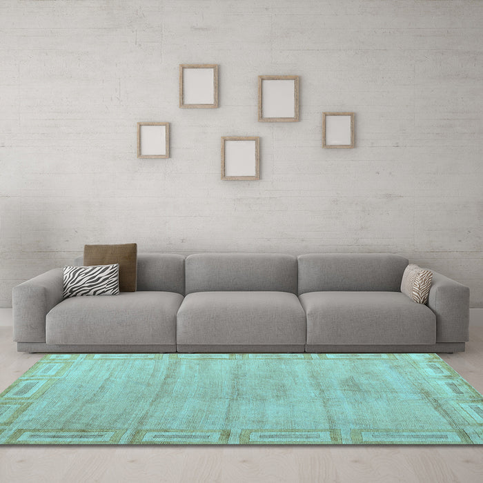 Machine Washable Abstract Light Blue Modern Rug in a Living Room, wshabs5199lblu