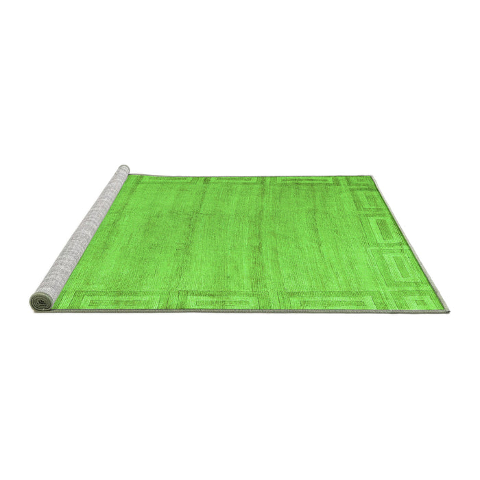 Sideview of Machine Washable Abstract Green Modern Area Rugs, wshabs5199grn