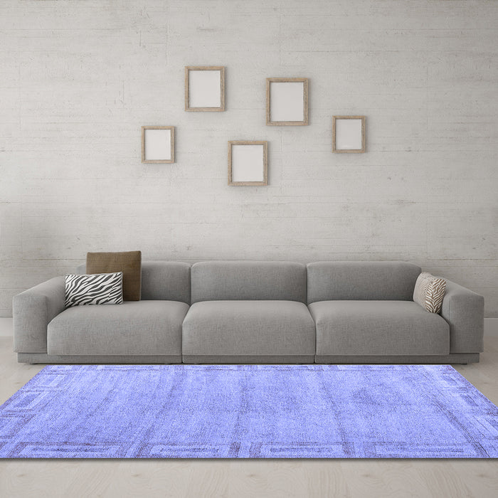 Machine Washable Abstract Blue Modern Rug in a Living Room, wshabs5199blu