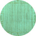 Round Abstract Turquoise Modern Rug, abs5199turq