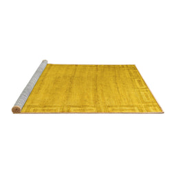 Sideview of Machine Washable Abstract Yellow Modern Rug, wshabs5199yw