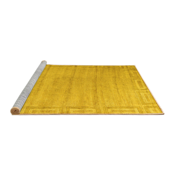 Sideview of Machine Washable Abstract Yellow Modern Rug, wshabs5199yw