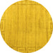 Round Abstract Yellow Modern Rug, abs5199yw