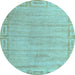 Round Abstract Light Blue Modern Rug, abs5199lblu