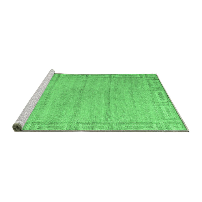 Sideview of Machine Washable Abstract Emerald Green Modern Area Rugs, wshabs5199emgrn