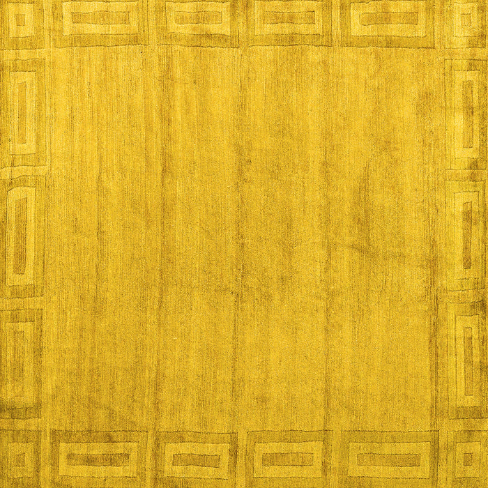 Square Machine Washable Abstract Yellow Modern Rug, wshabs5199yw