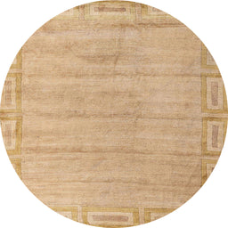 Round Machine Washable Abstract Bronze Brown Rug, wshabs5199