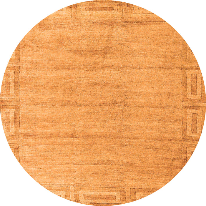 Round Machine Washable Abstract Orange Modern Area Rugs, wshabs5199org
