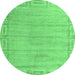 Round Abstract Emerald Green Modern Rug, abs5199emgrn