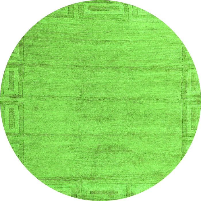 Round Machine Washable Abstract Green Modern Area Rugs, wshabs5199grn