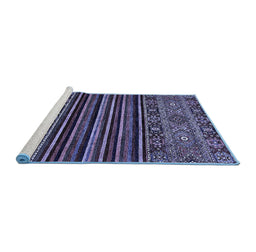 Sideview of Machine Washable Southwestern Blue Country Rug, wshabs519blu