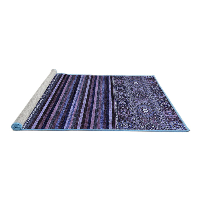 Sideview of Machine Washable Southwestern Blue Country Rug, wshabs519blu