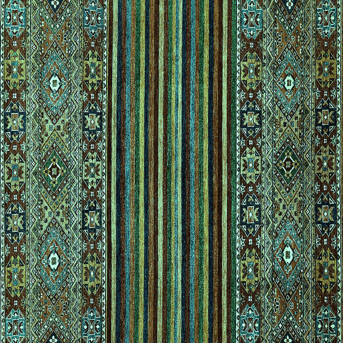 Square Machine Washable Southwestern Turquoise Country Area Rugs, wshabs519turq
