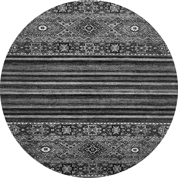 Round Machine Washable Southwestern Gray Country Rug, wshabs519gry