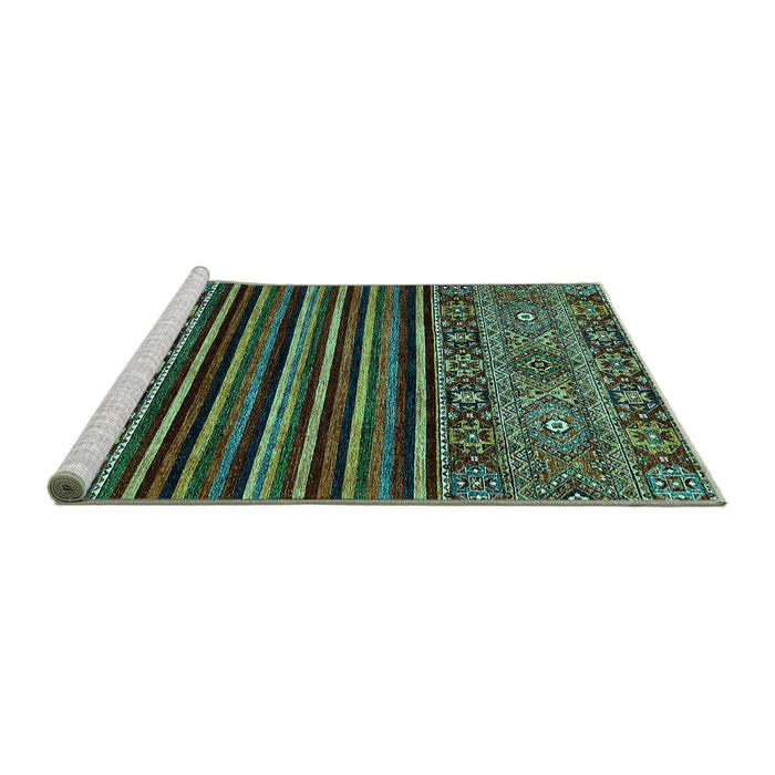 Sideview of Machine Washable Southwestern Turquoise Country Area Rugs, wshabs519turq