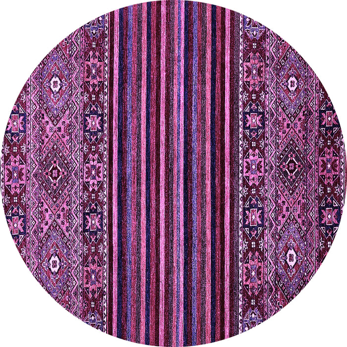Round Machine Washable Southwestern Purple Country Area Rugs, wshabs519pur