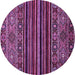 Round Machine Washable Southwestern Purple Country Area Rugs, wshabs519pur