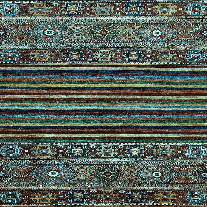 Square Machine Washable Southwestern Light Blue Country Rug, wshabs519lblu