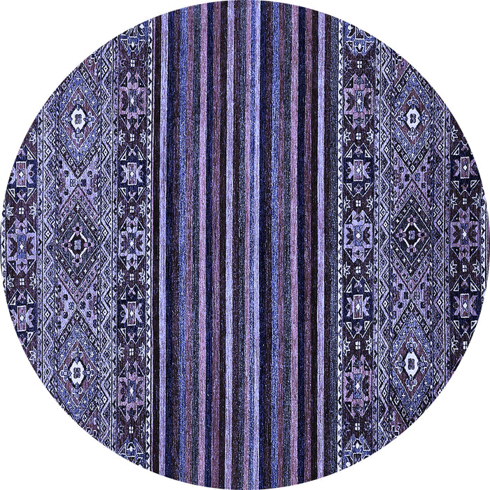 Round Machine Washable Southwestern Blue Country Rug, wshabs519blu