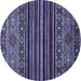 Round Machine Washable Southwestern Blue Country Rug, wshabs519blu