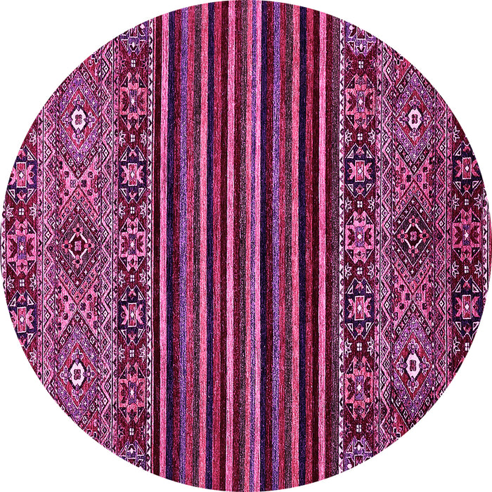 Round Machine Washable Southwestern Pink Country Rug, wshabs519pnk