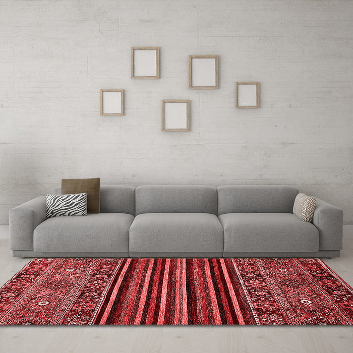 Country Red Washable Rugs