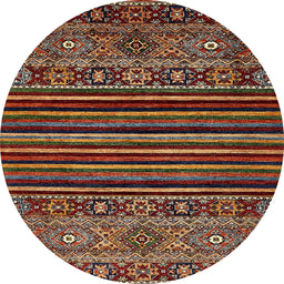 Round Machine Washable Abstract Orange Brown Rug, wshabs519