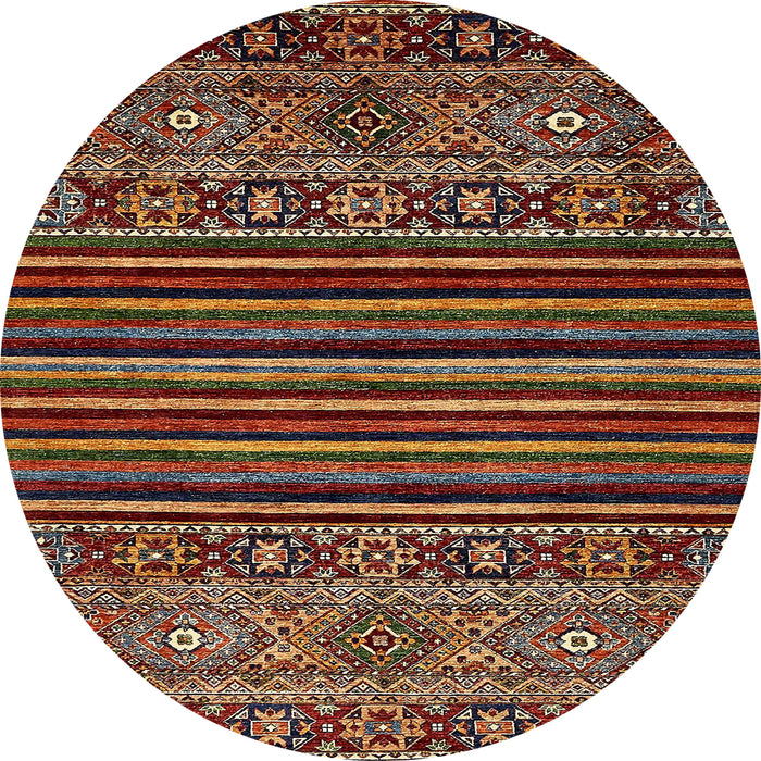 Round Abstract Orange Brown Southwestern Rug, abs519