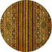 Round Southwestern Yellow Country Rug, abs519yw