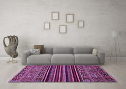 Machine Washable Southwestern Purple Country Area Rugs in a Living Room, wshabs519pur