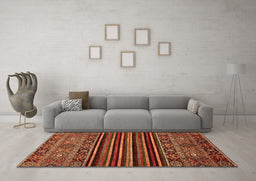 Machine Washable Southwestern Orange Country Area Rugs in a Living Room, wshabs519org