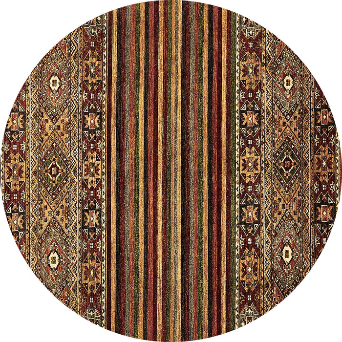 Round Machine Washable Southwestern Brown Country Rug, wshabs519brn