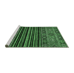 Sideview of Machine Washable Southwestern Emerald Green Country Area Rugs, wshabs519emgrn