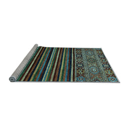 Sideview of Machine Washable Southwestern Light Blue Country Rug, wshabs519lblu