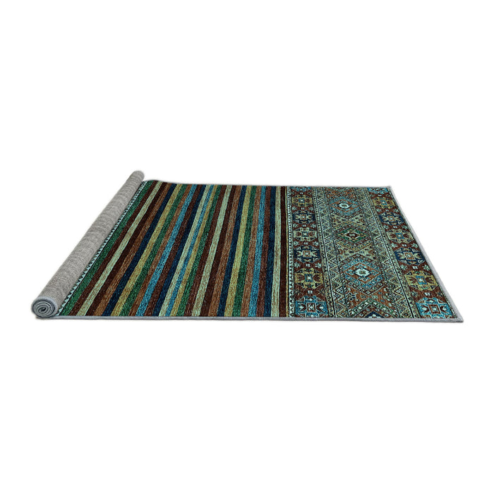 Sideview of Machine Washable Southwestern Light Blue Country Rug, wshabs519lblu
