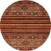 Round Southwestern Orange Country Rug, abs519org