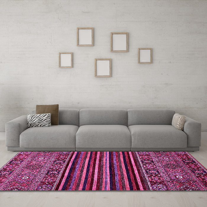 Machine Washable Southwestern Pink Country Rug in a Living Room, wshabs519pnk
