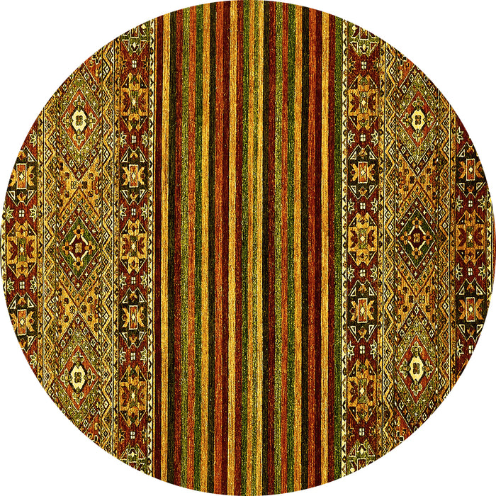 Round Machine Washable Southwestern Yellow Country Rug, wshabs519yw