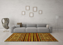 Machine Washable Southwestern Yellow Country Rug in a Living Room, wshabs519yw