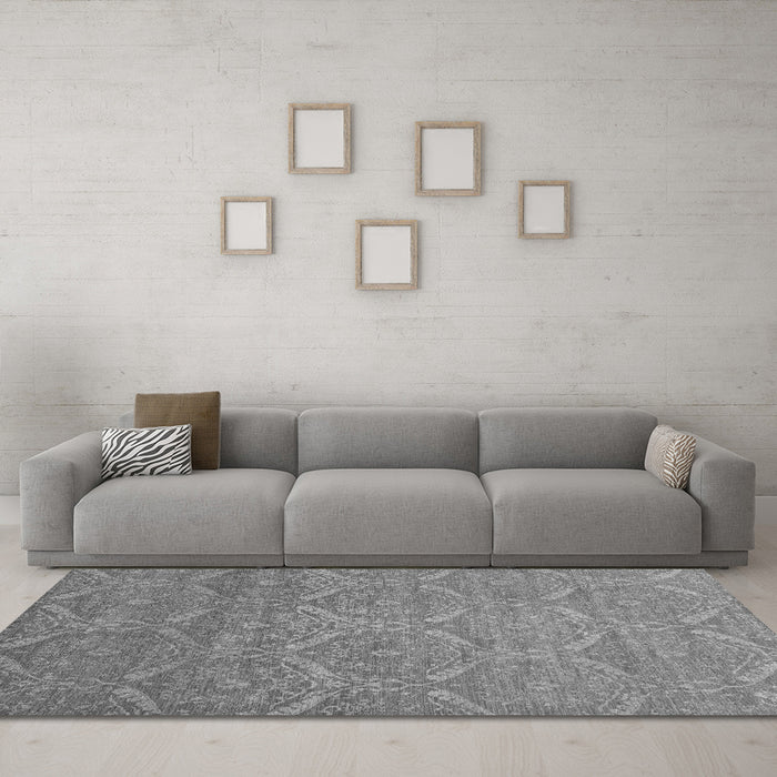 Machine Washable Abstract Gray Modern Rug in a Living Room,, wshabs51gry