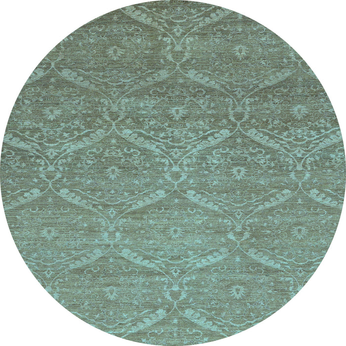 Round Machine Washable Abstract Light Blue Modern Rug, wshabs51lblu