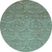 Round Machine Washable Abstract Light Blue Modern Rug, wshabs51lblu