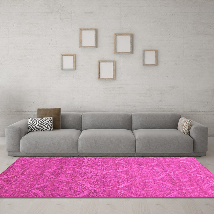 Machine Washable Abstract Pink Modern Rug in a Living Room, wshabs51pnk