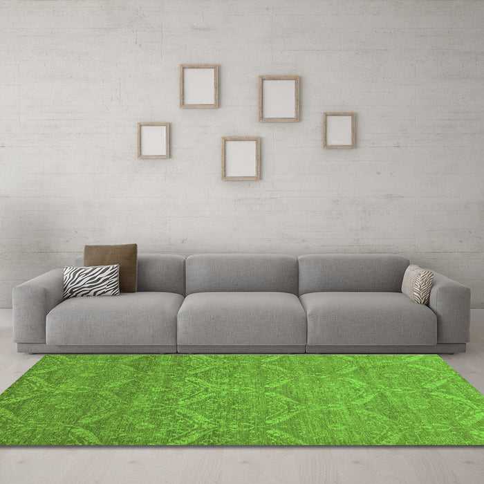 Machine Washable Abstract Green Modern Area Rugs in a Living Room,, wshabs51grn