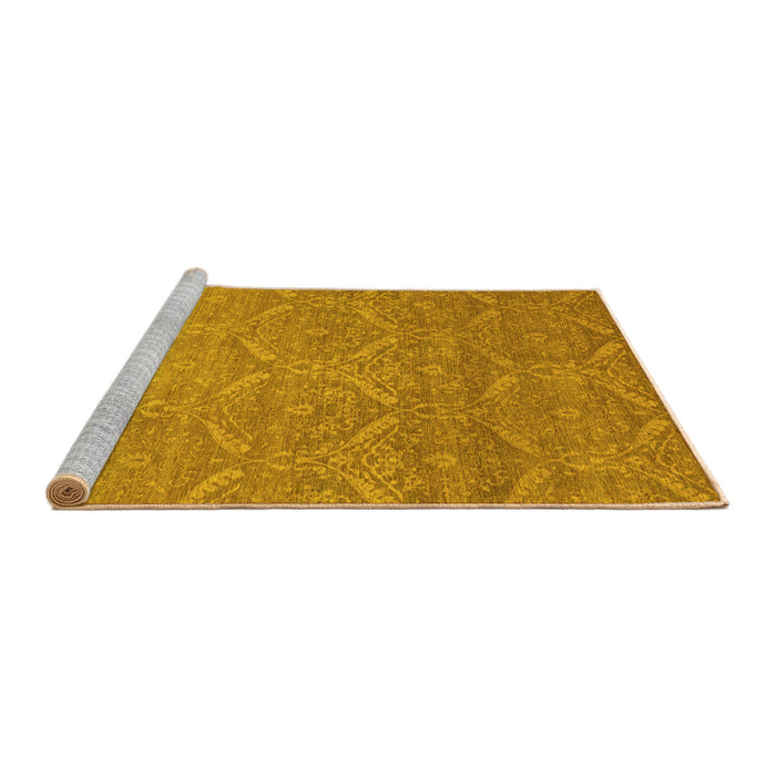 Sideview of Machine Washable Abstract Yellow Modern Rug, wshabs51yw