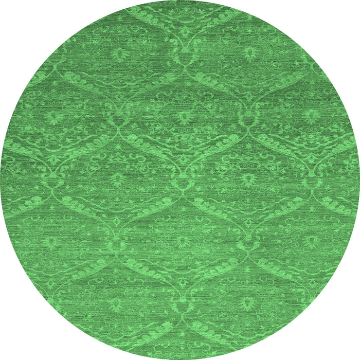 Round Abstract Emerald Green Modern Rug, abs51emgrn