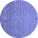 Round Machine Washable Abstract Blue Modern Rug, wshabs51blu