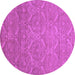 Round Machine Washable Abstract Purple Modern Area Rugs, wshabs51pur