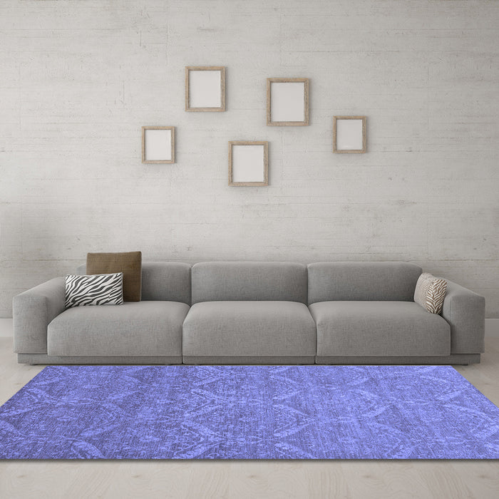 Machine Washable Abstract Blue Modern Rug in a Living Room, wshabs51blu
