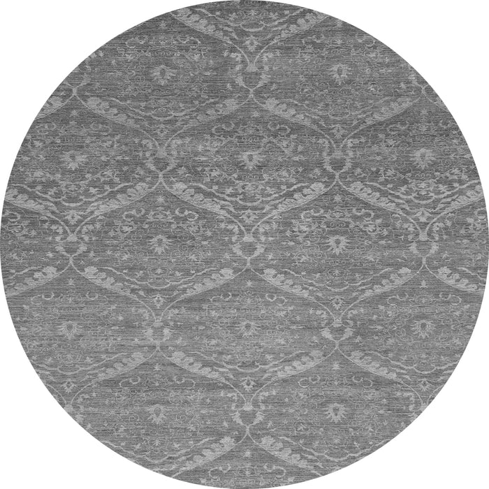 Round Machine Washable Abstract Gray Modern Rug, wshabs51gry